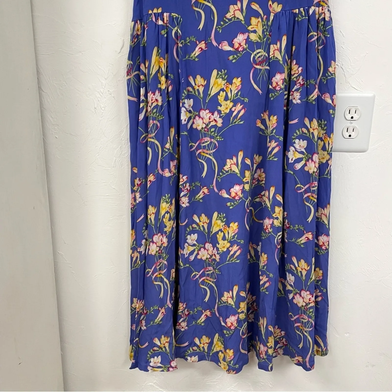 Vintage Herman Geist Blue Floral Print Blazer & Maxi Dress 2 Piece Matching Set Size 8 - Image 16
