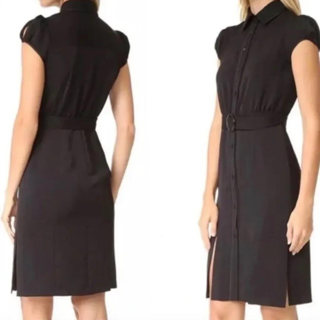 Alice + Olivia Carie Belted Black Button Up Shirt Dress - Image 2