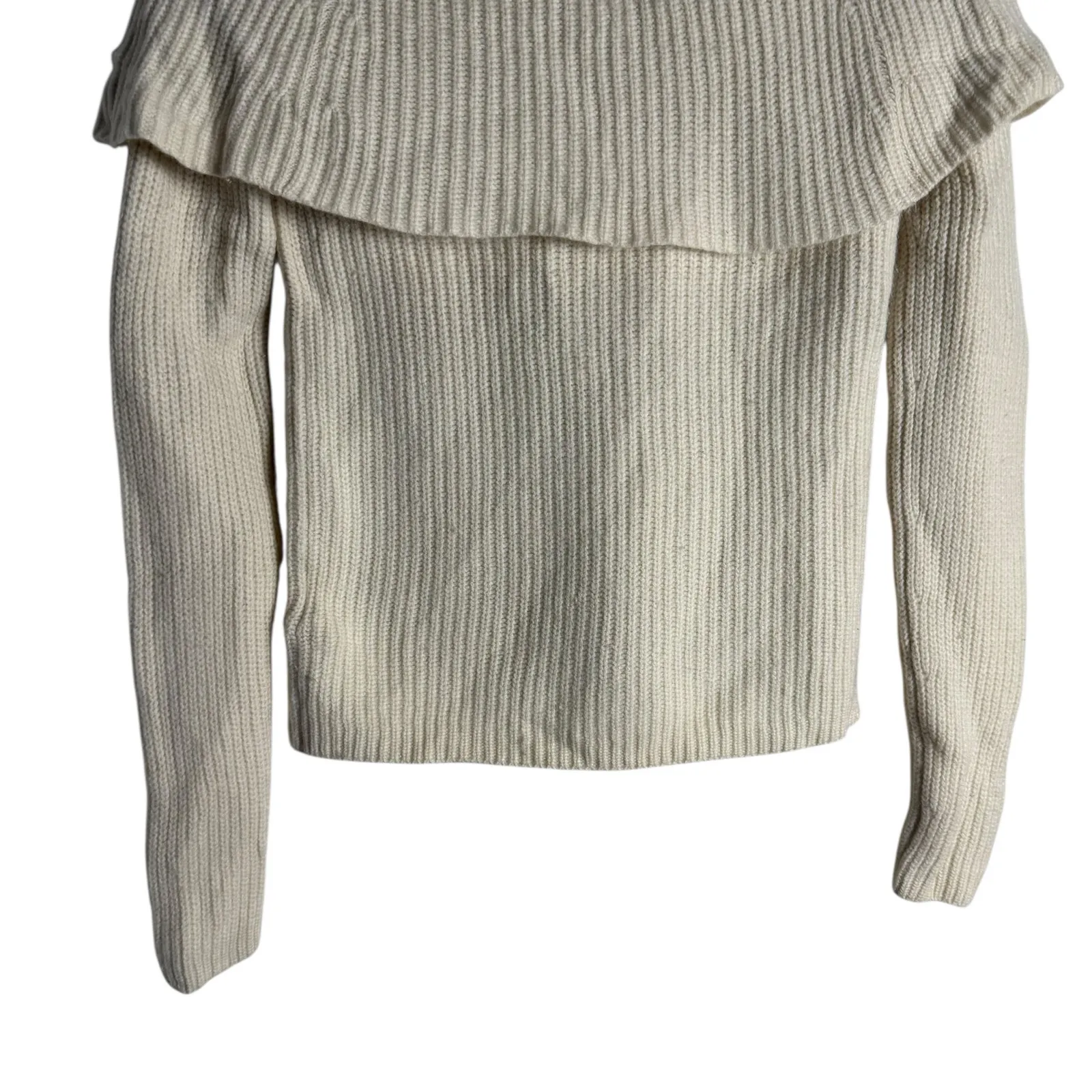 Polo Ralph Lauren Cream Off the Shoulder Wool Cashmere Knit Sweater Small - Image 10