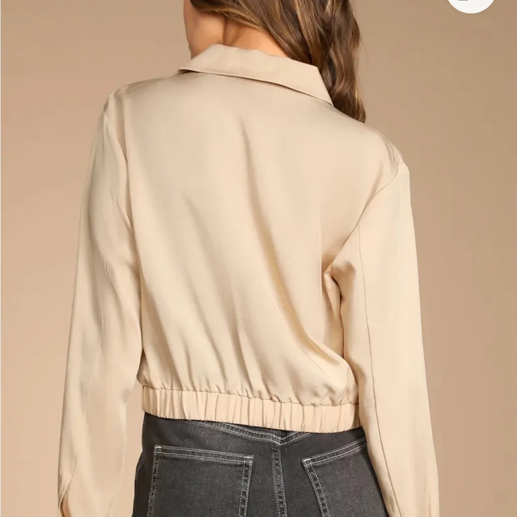 Lulus Eldora Beige Cropped Utility Jacket Size XS - Image 2