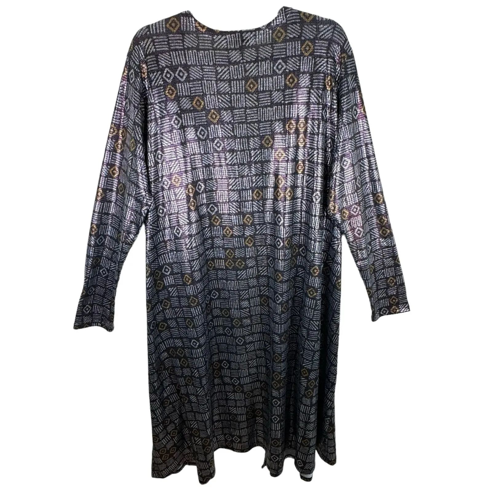 LuLaRoe Shimmery Mauve Gold Long Sleeve Open Sarah Tunic Top Pockets Size XL - Image 2
