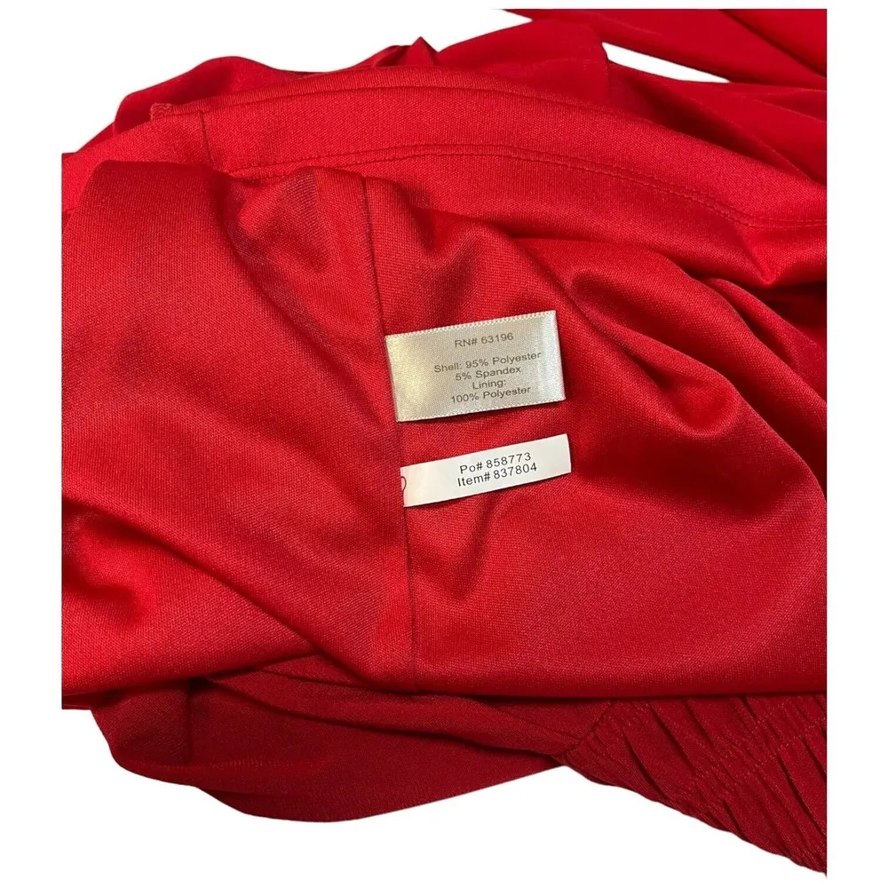 Boston Proper One Shoulder Long Sleeve Ruched Bodycon Christmas Dress Red 0 - Image 13