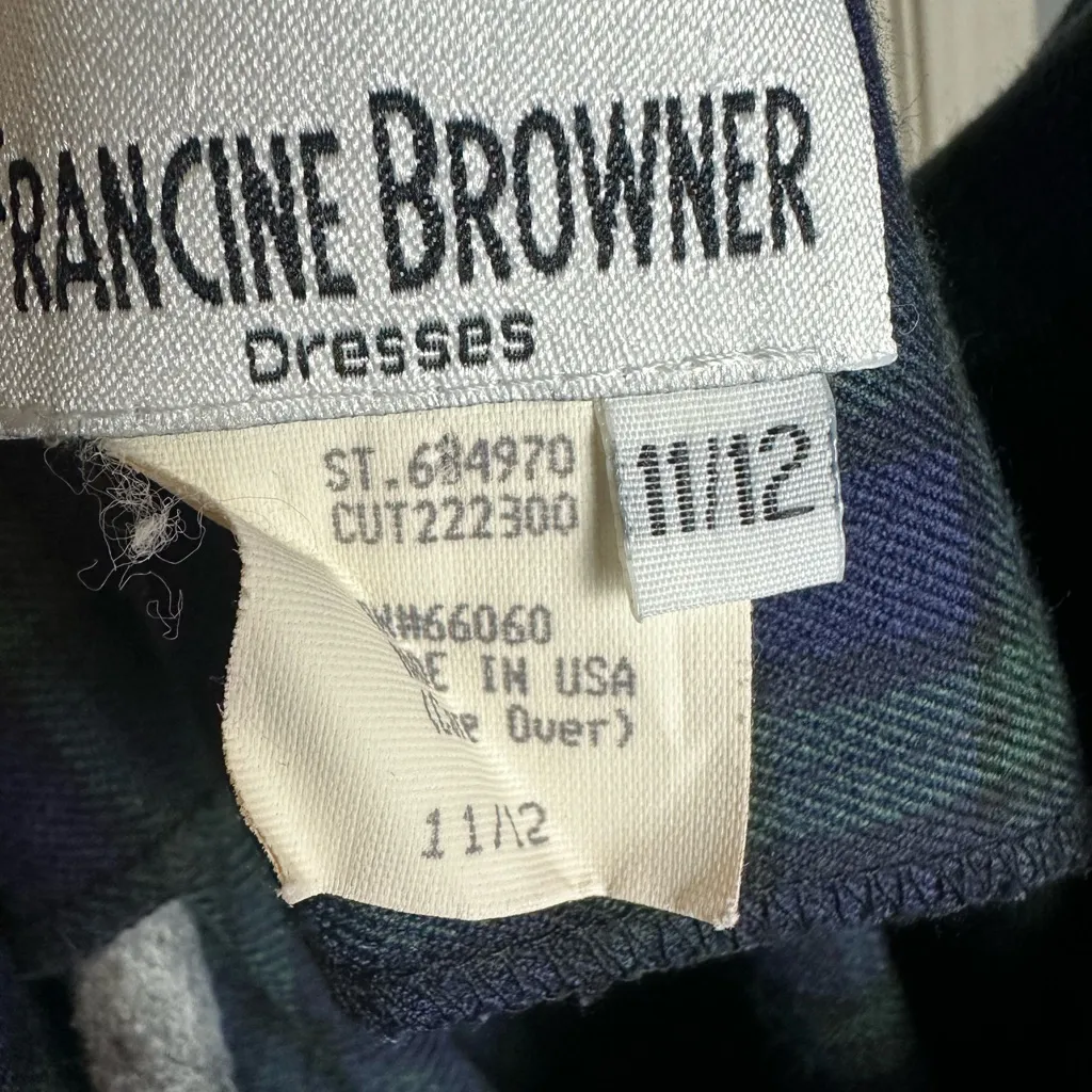 Francine Browner Vintage Tartan Plaid 70s Pinafore Dress Academia Preppy Size 11 Blue Size M - Image 8