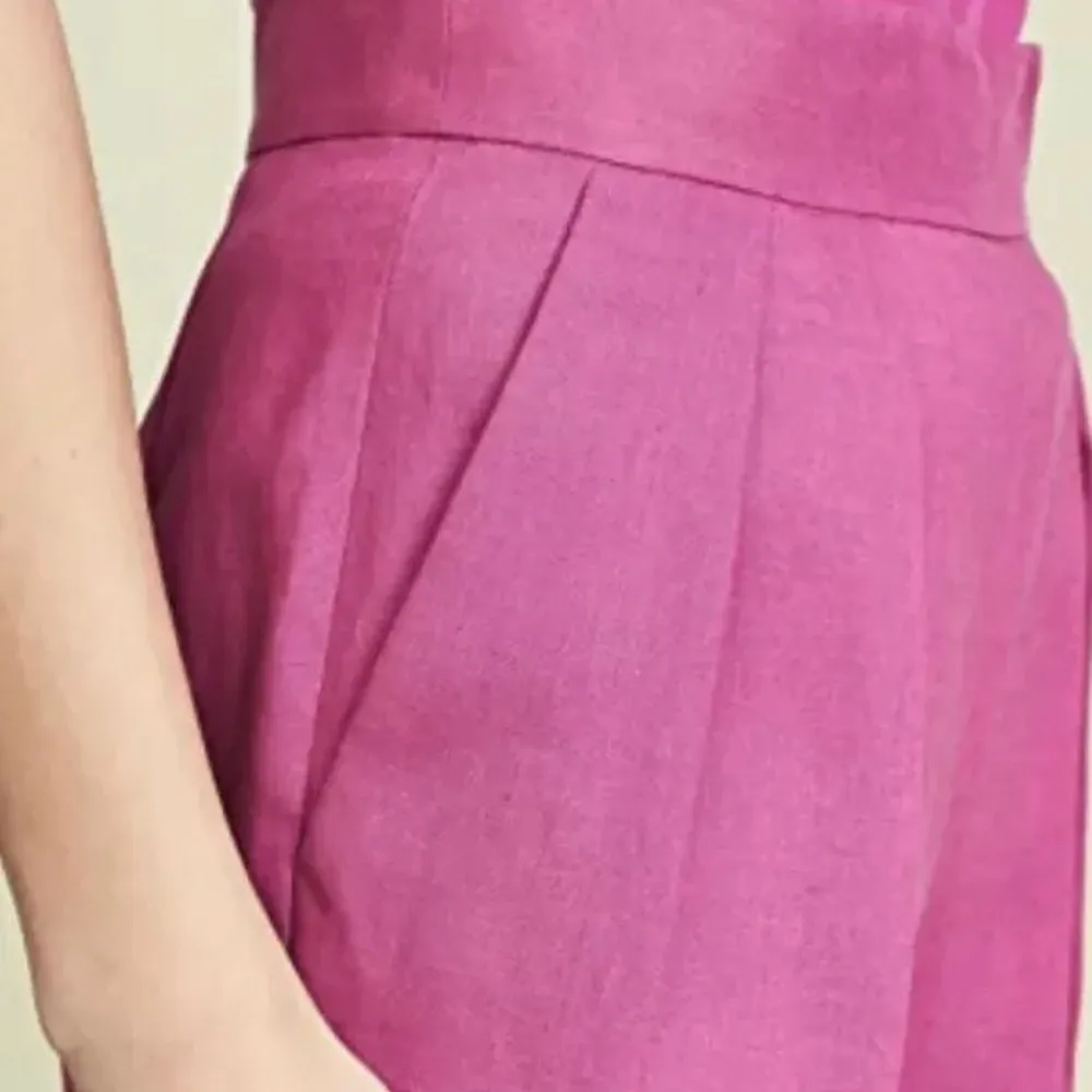 Theory Pleated Pant in Pure Linen Pop Fuchsia Pink size 12 - Image 5