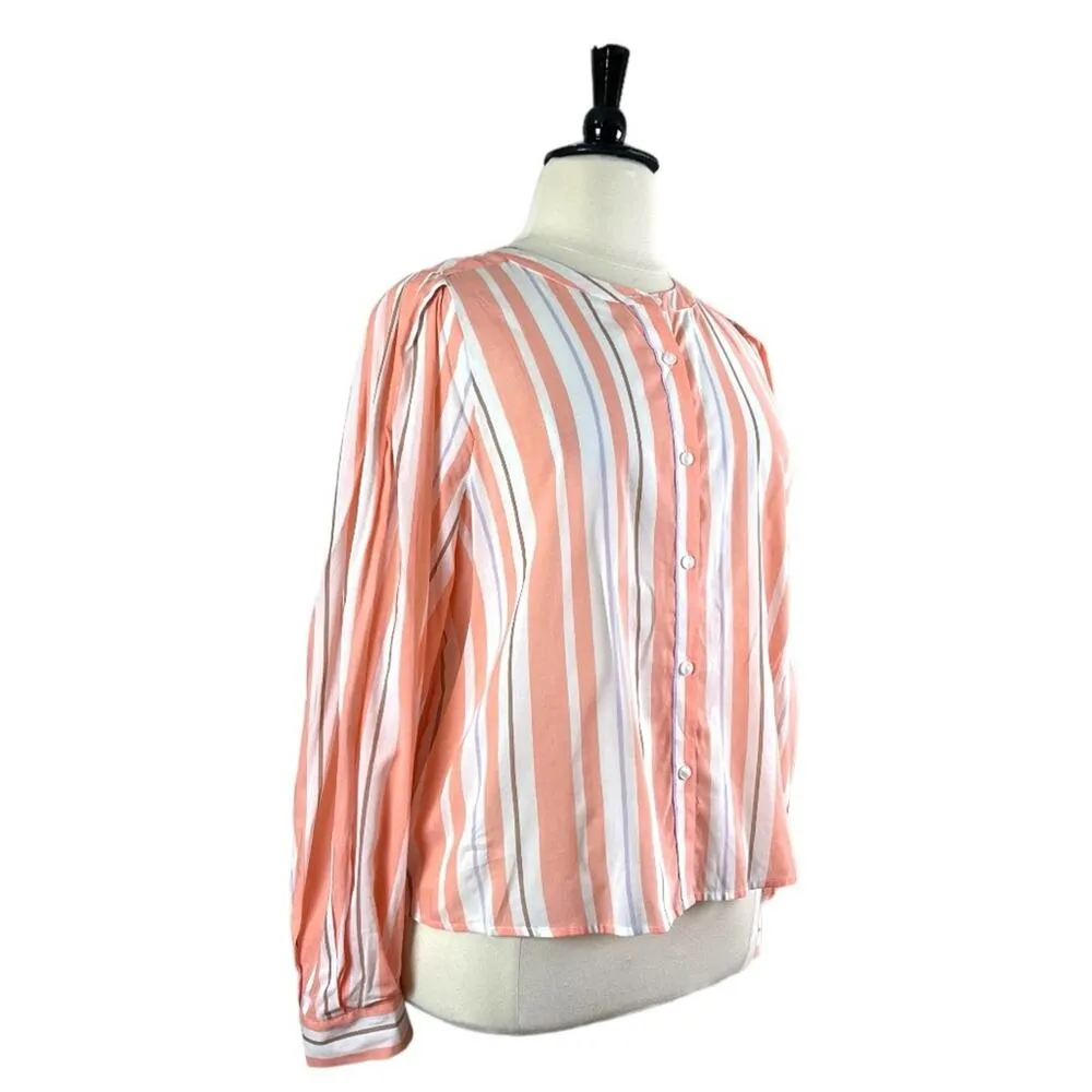 A New Day Target Button Down Blouse Long Sleeves Peach Stripes NEW Women’s XXL - Image 2