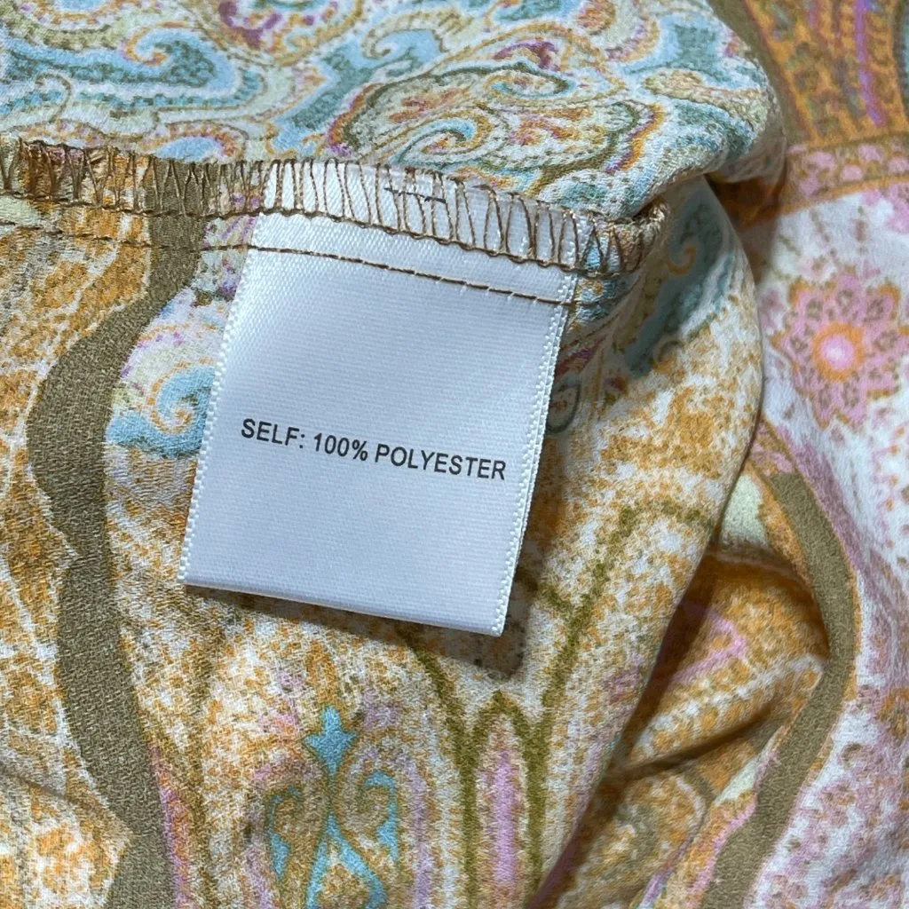 Rose & Olive Button Front Blouse Top Patchwork Size XL Long Sleeve Collar - Image 7