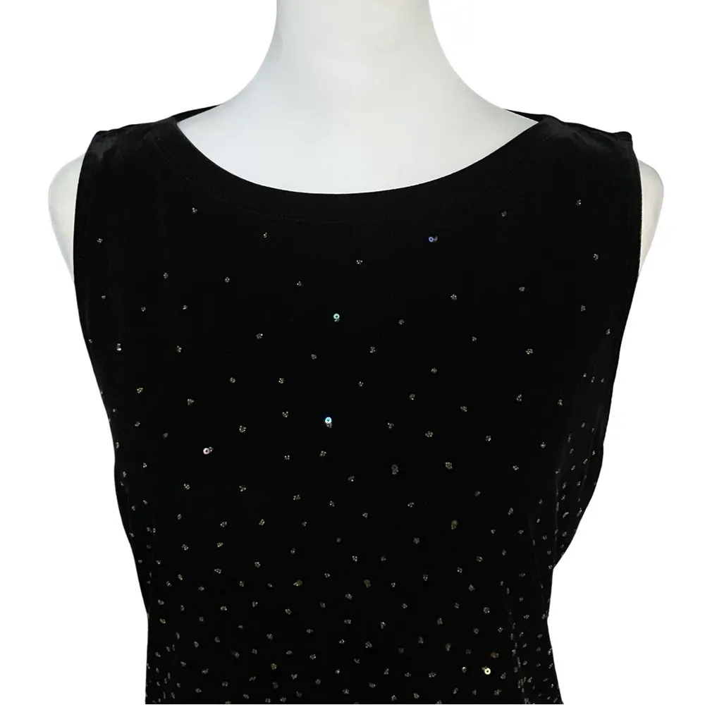 Vintage 90s NWT Black Velvet Gold Beaded Going Out Top. M/L. Fairy Whimsigoth Size L - Image 7