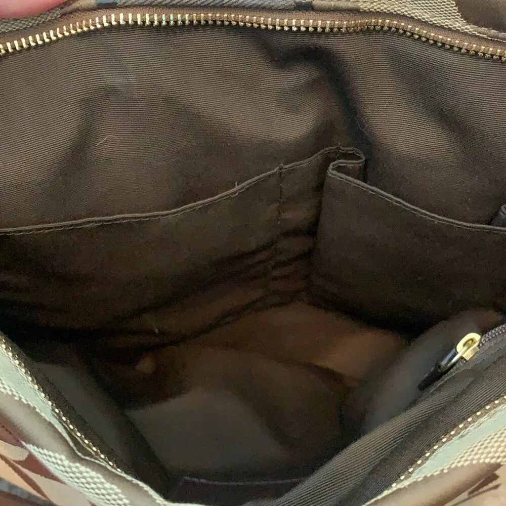 Coach Signature Canvas Jacquard Slim Shoulder Stripe Tote Bag Tan and Brown - Image 7