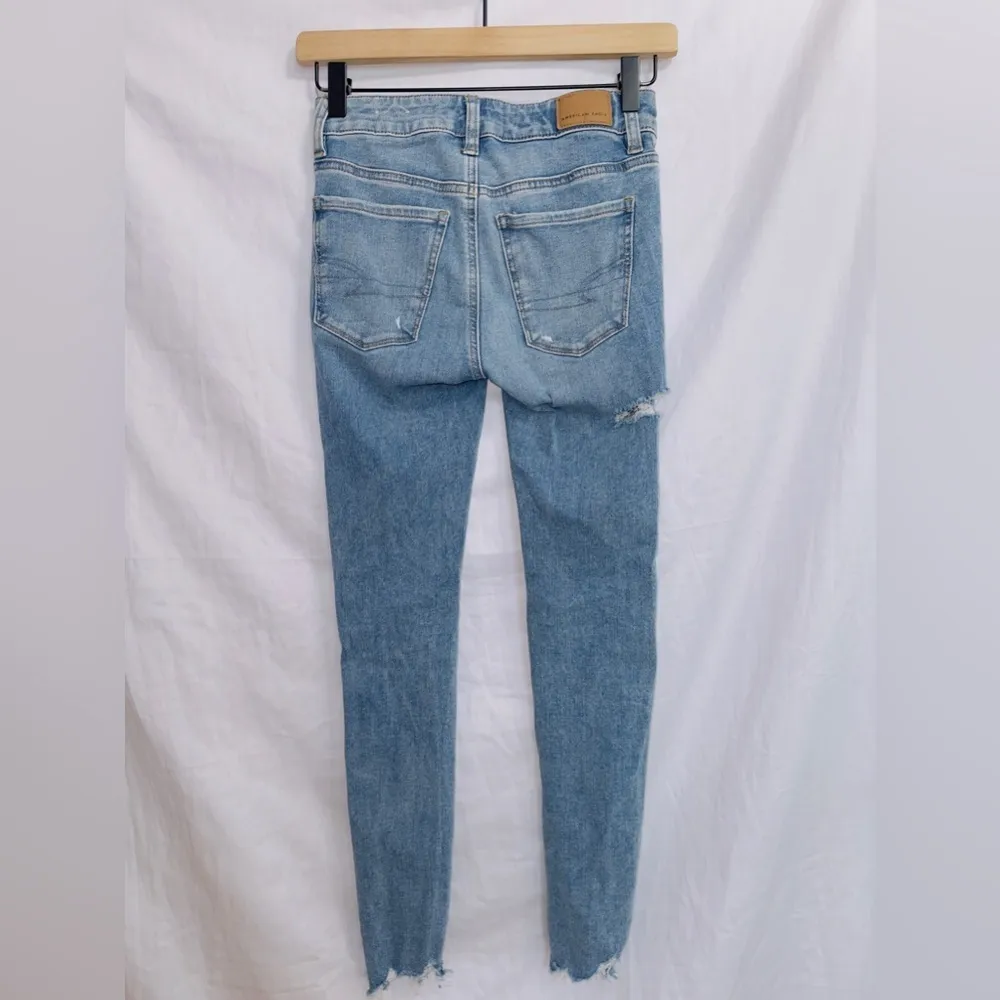 American Eagle The Dream Jean Mid Rise Distressed Frayed Hem Jegging Jeans - Image 7