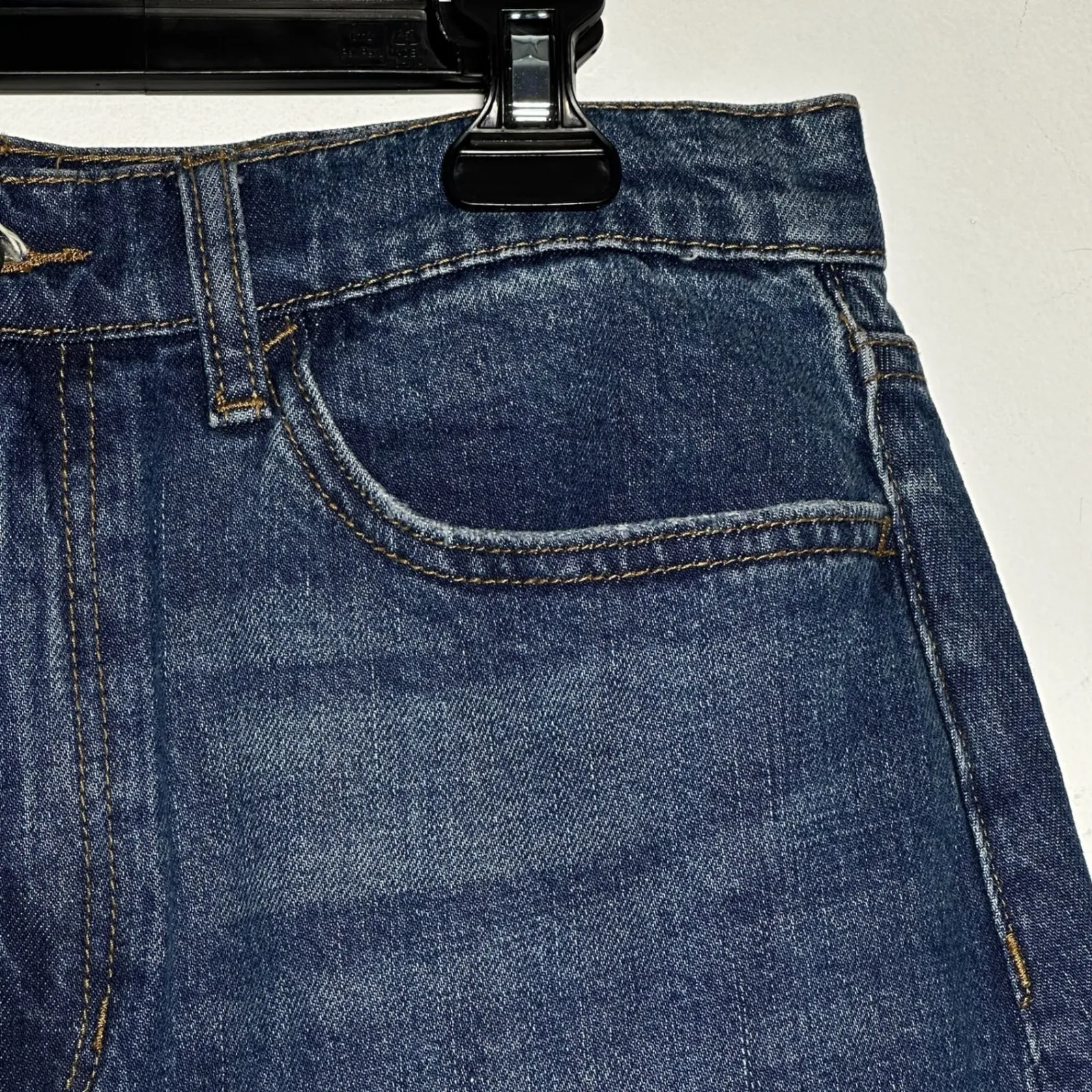 JOES JEANS High Rise Midi Skirt Blue Denim Raw Hem Size 30 - Image 10