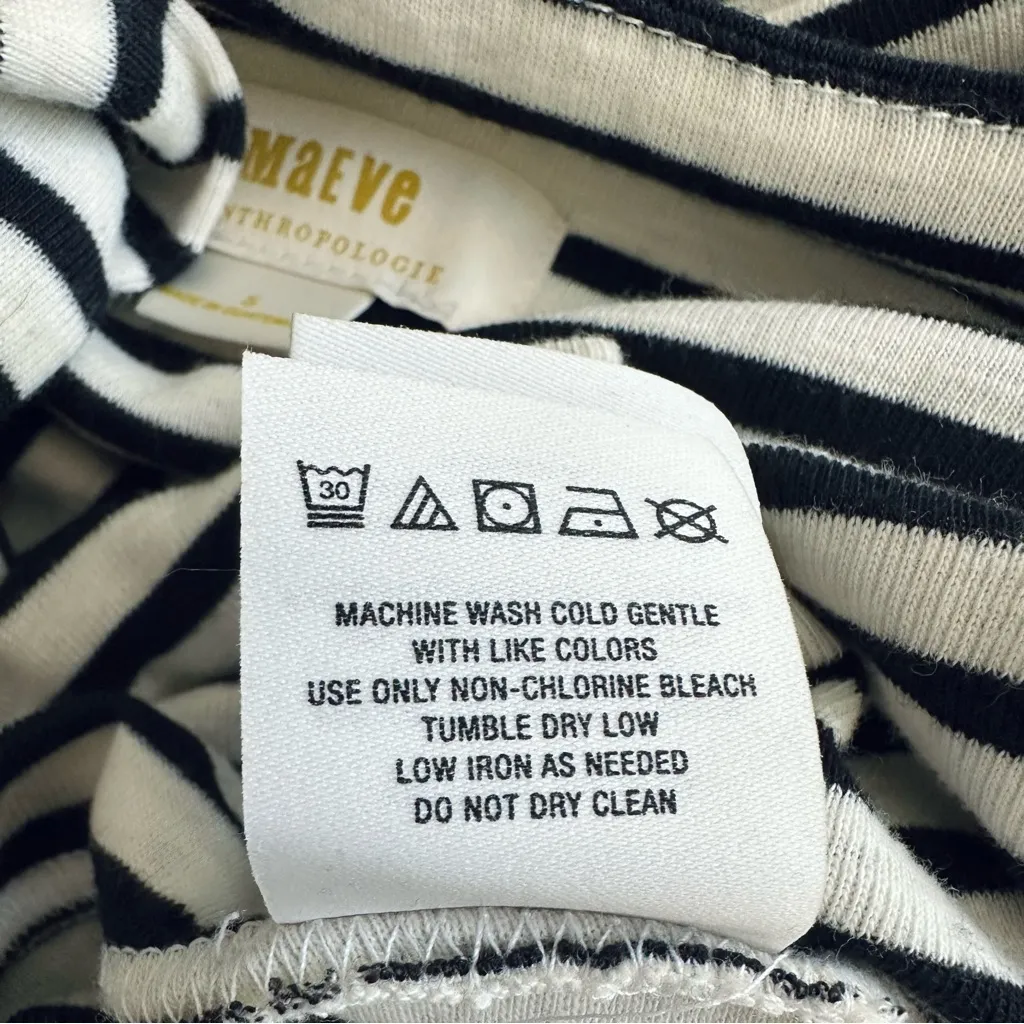 Anthropologie Maeve Fiona Midi Dress Black & White Stripes Size S - Image 14