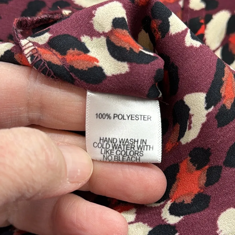 Gibson Purple Red Leopard Print Long Sleeve Button Down Blouse Size Small - Image 10