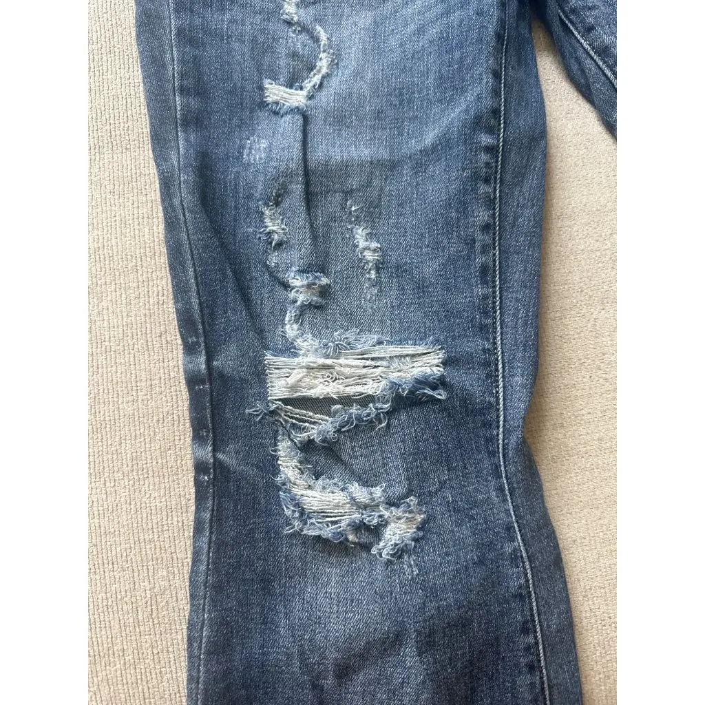 Judy Blue Womens Distressed Trouser Flare Jeans Size 11/30 Med Wash Cotton Blend - Image 2