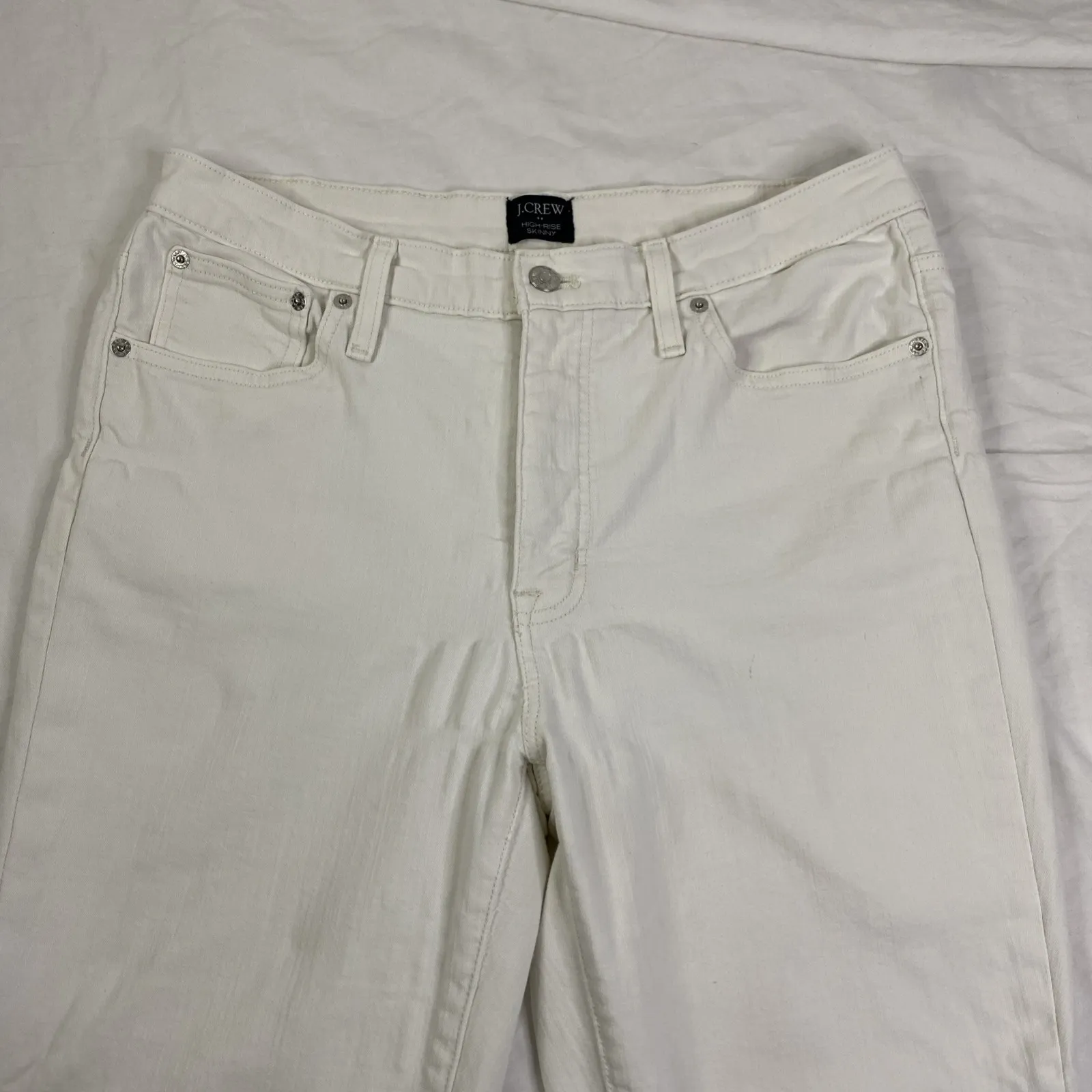J.Crew Jeans Women's White Sz 31 High Rise Skinny Slim‎ Fit Cropped Denim EUC - Image 4