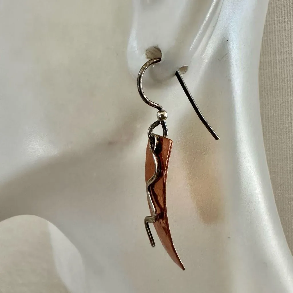 Handmade Copper & Sterling Silver Wave Earrings - Image 7