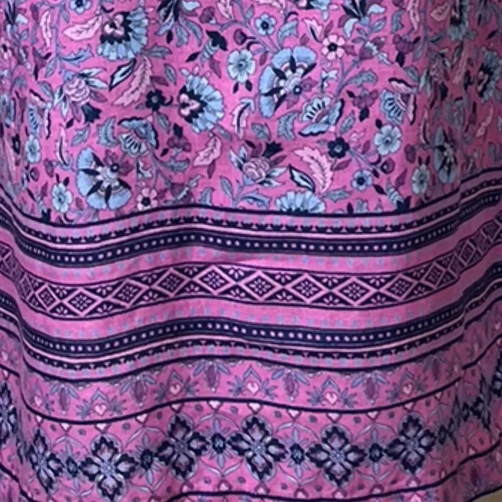 J. Jill Love Linen Shift Swing Dress V-neck Pink Blue Floral Women’s Size Medium - Image 11