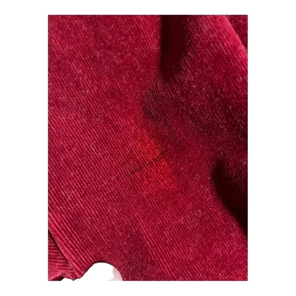 Kikit Jeans Red Corduroy Jacket Size M Button Front Adjustable Back Belt Style - Image 13