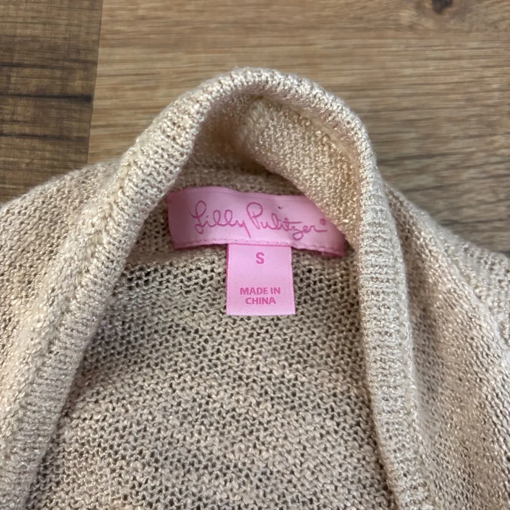 Lilly Pulitzer Lucita Fringe Tassels Cardigan Sweater Camel Tan Boho Festival - Image 4