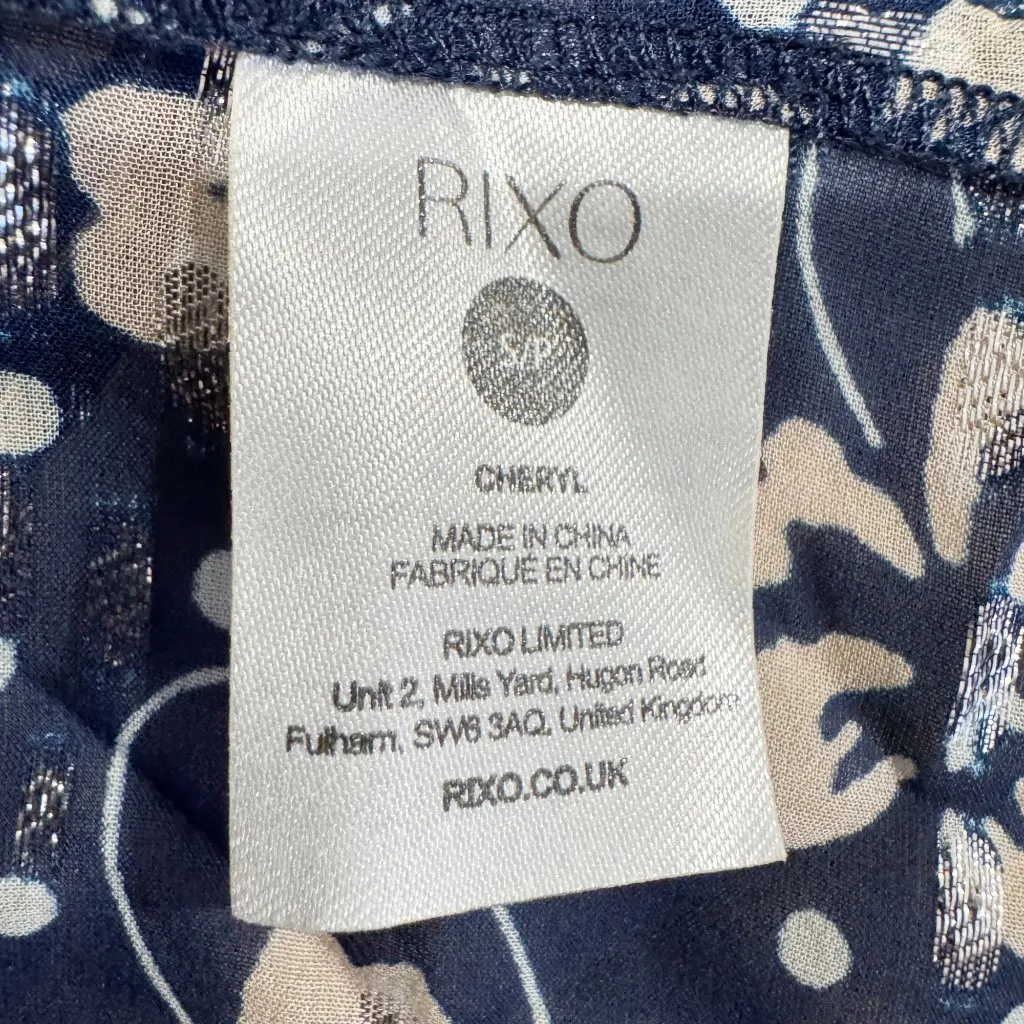 RIXO Cheryl Silk Floral Luxury Midi Dress Blue Prairie Cottage Boho‎ Size Small - Image 6