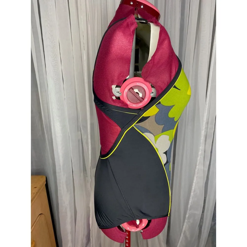 Athleta one piece swimsuit floral green gray black size XL - Image 6