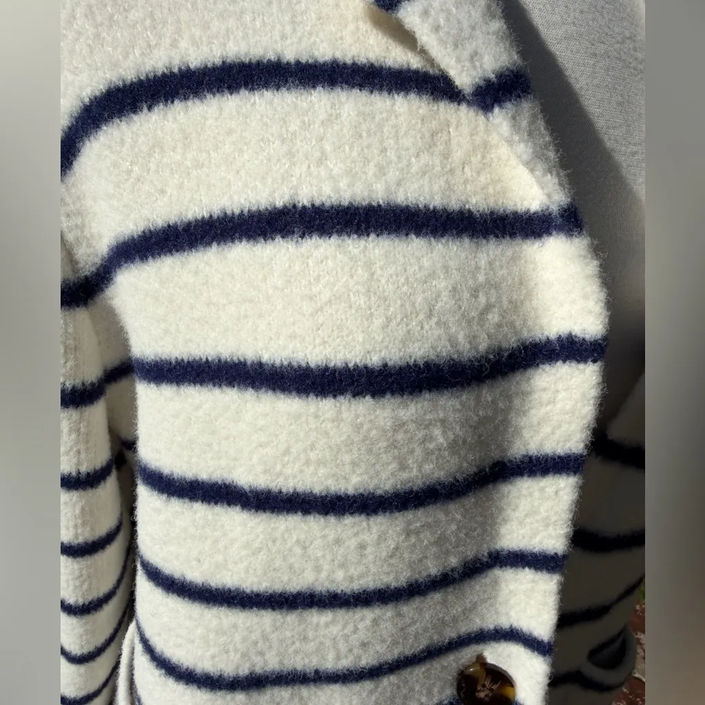 Ann Taylor Striped Cardigan Navy Blue Nautical Cozy Warm Hampton Academia - Image 5