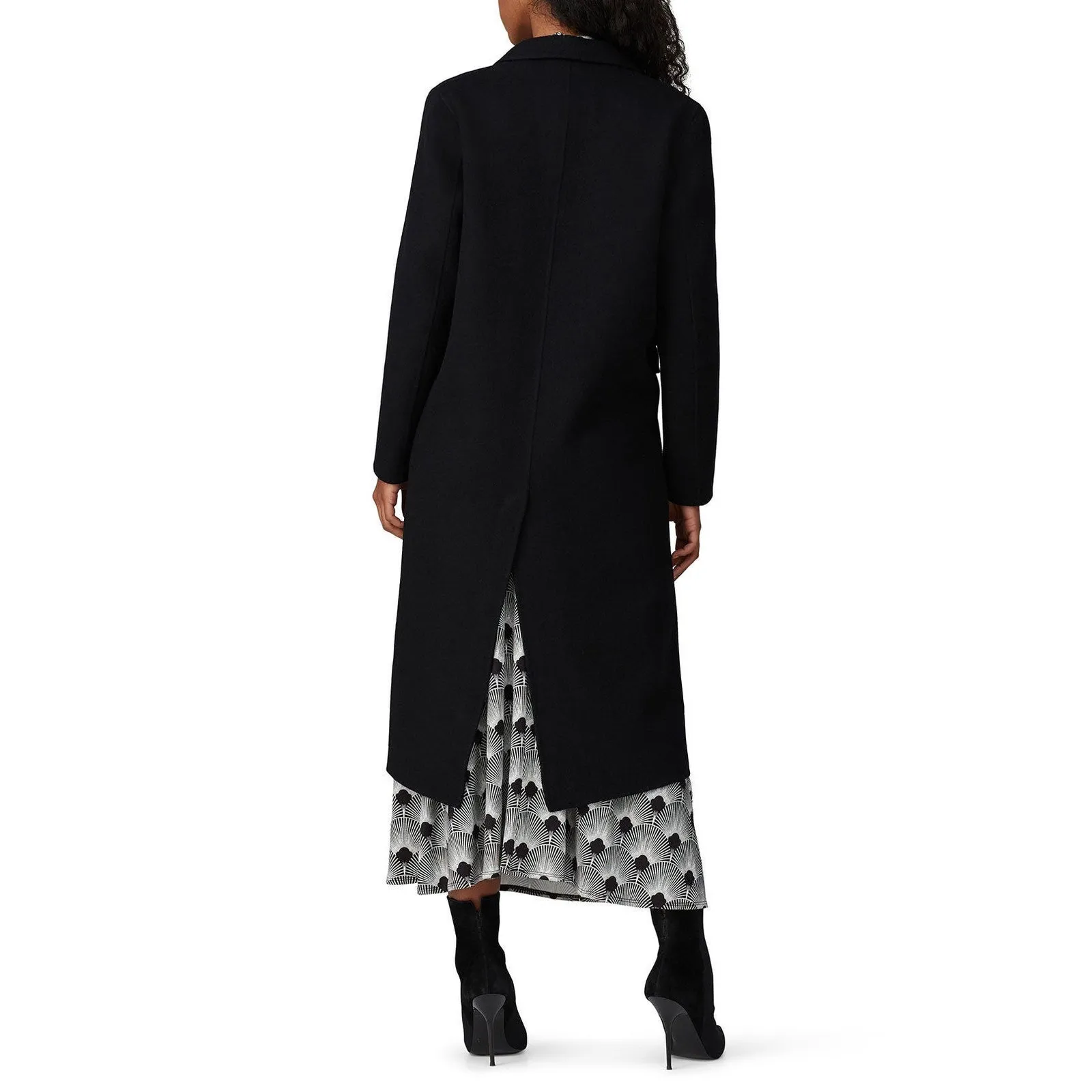 Rabanne Black Three Button Wool Long Sleeve Longline Winter Coat Size 4 - Image 4