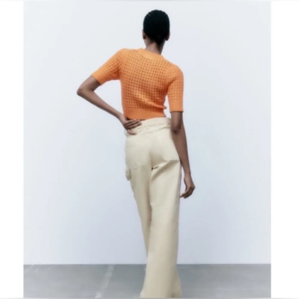 Zara short sleeve cropped sweater (Size S) - Image 2