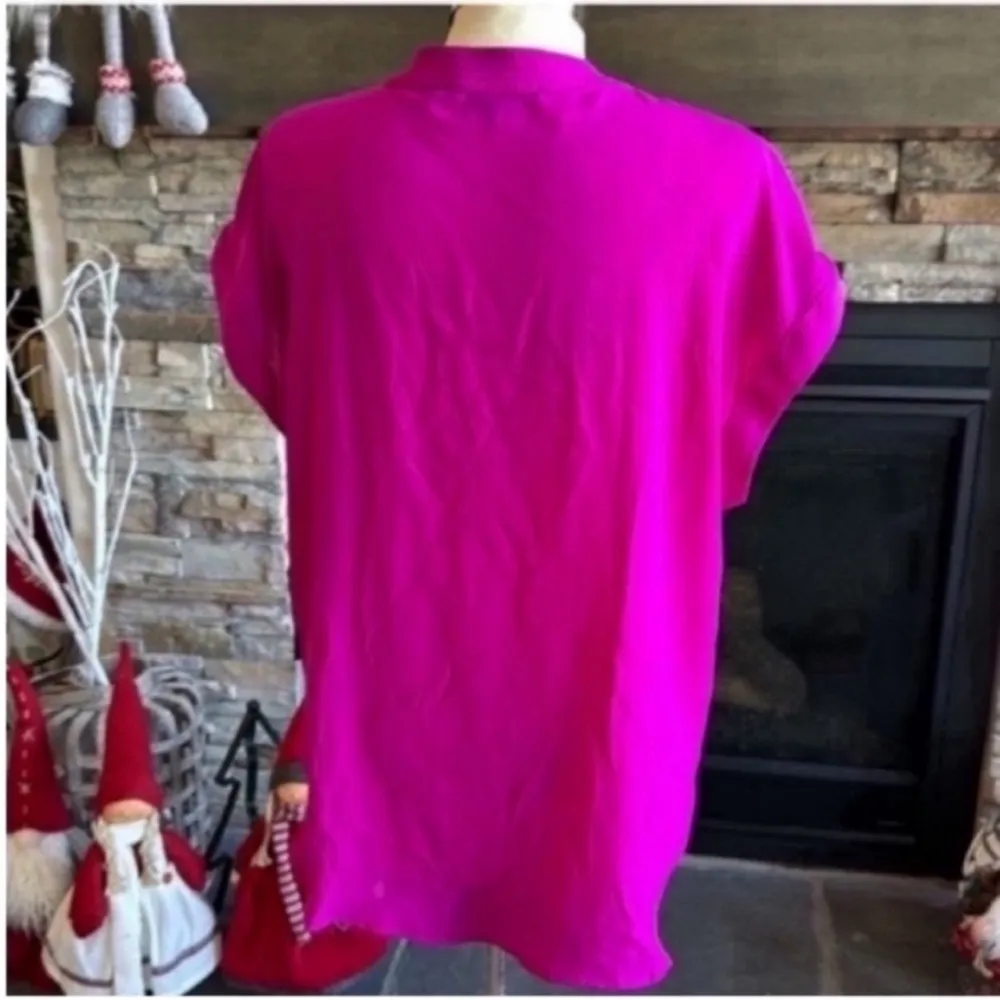 Cynthia Steffe Pink Blouse Relaxed Fit Notched Collar - Image 3