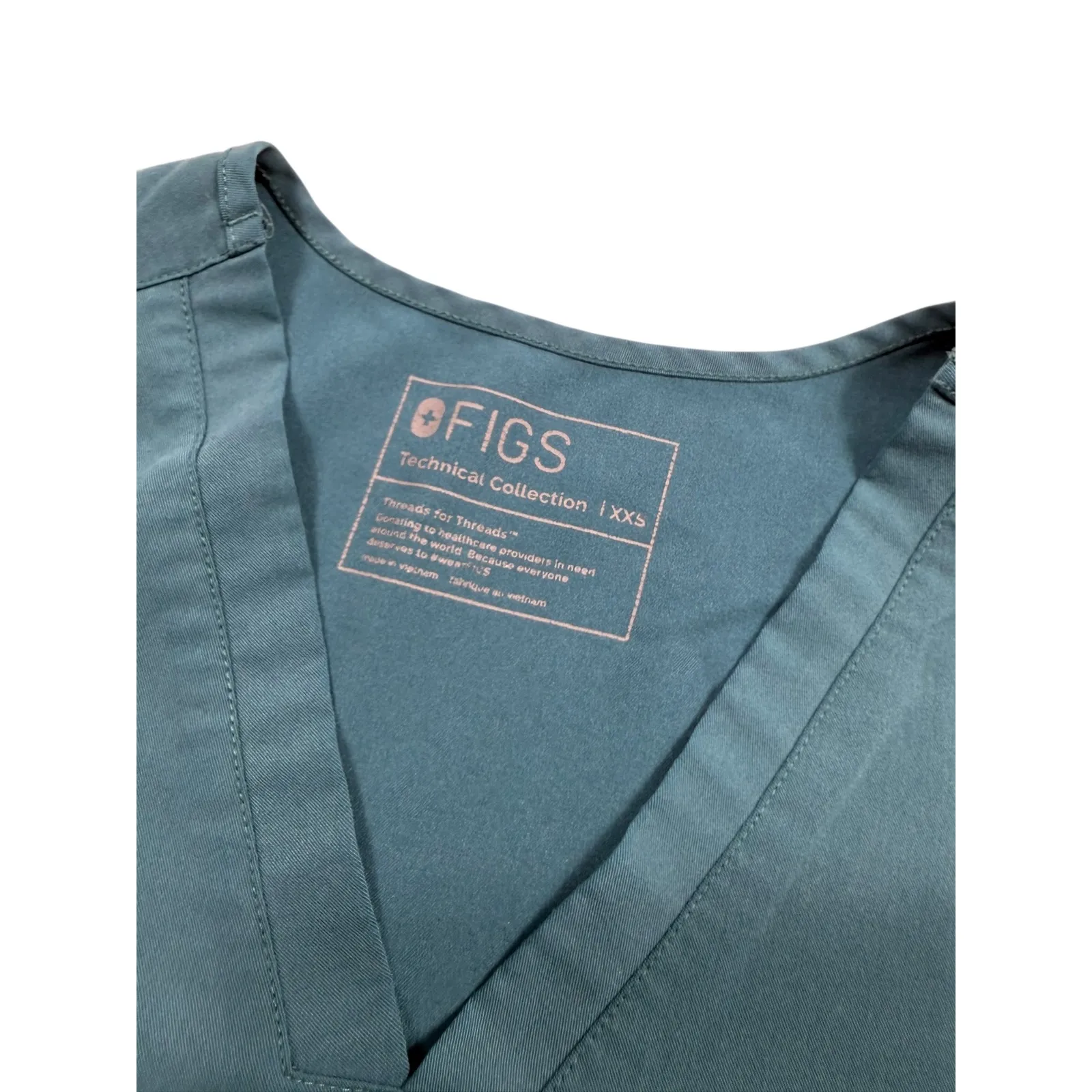 FIGS Casma Three Pocket Scrub Top XXS Caribbean Blue Teal Technical - Image 4