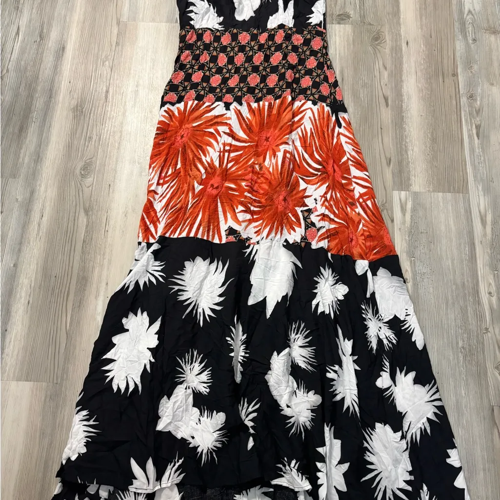 Boho style Floral Maxi Dress with Bold Patterns Red Size M - Image 9