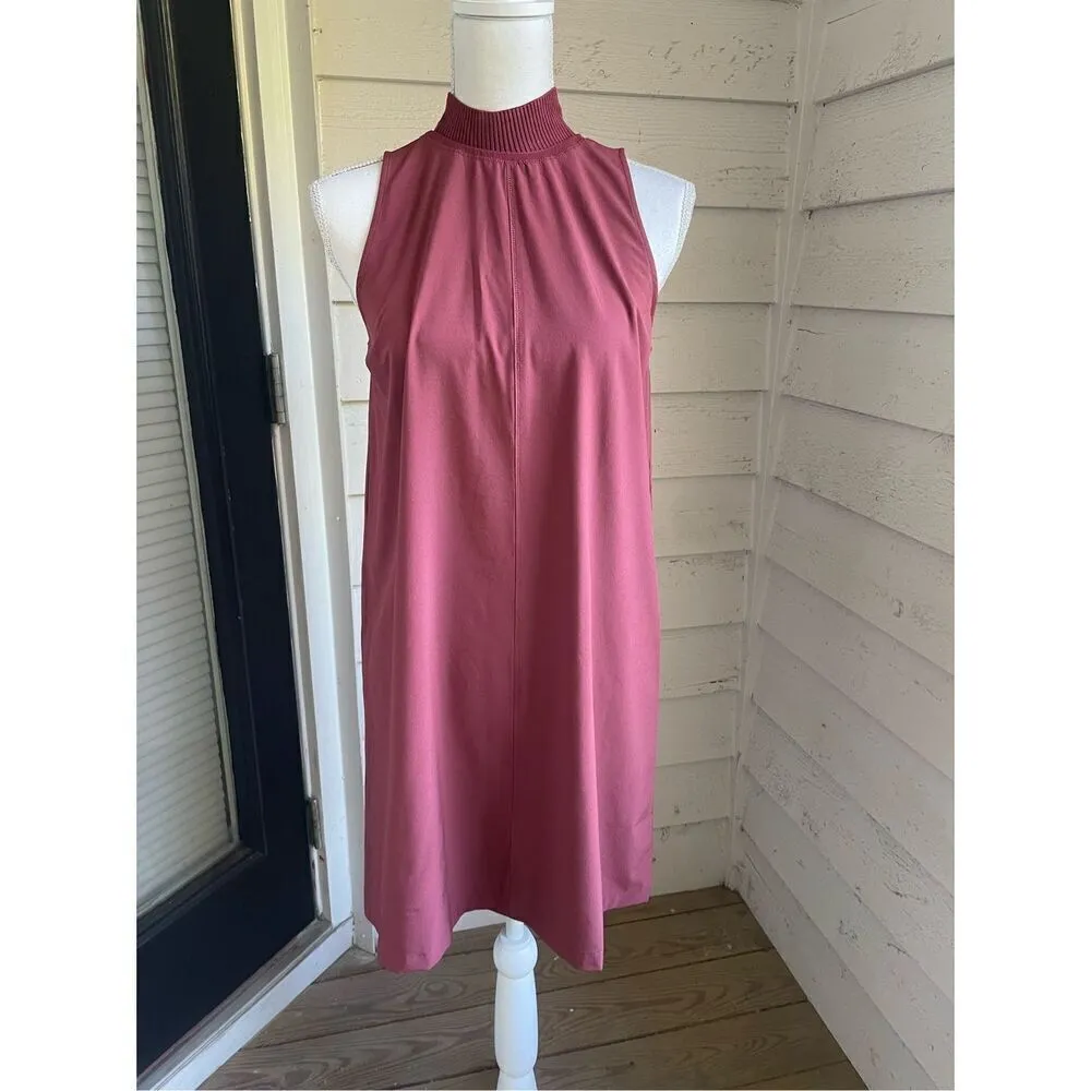 Athleta Women’s Initiative Zipper Mock Neck Sleeveless Sun Dress Maroon XS - Image 12