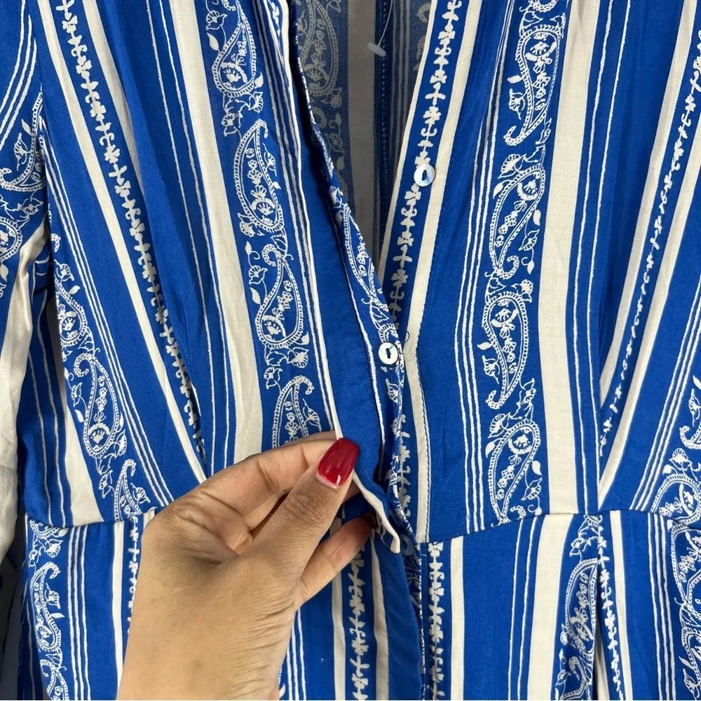 Free People‎ After The Storm Maxi Dress Button Front Paisley 3/4 Sleeve Boho - Image 7