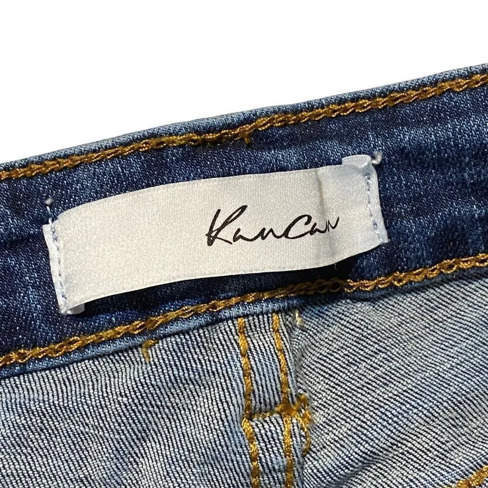 Kancan Leopard Pocket Frayed Distressed Denim Shorts Size Small Blue - Image 7