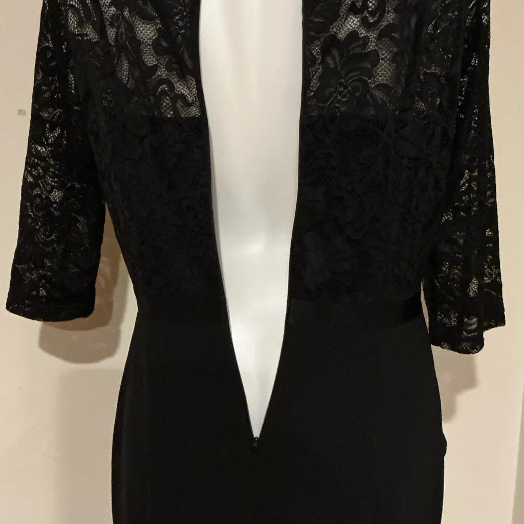 MISSMAY Mother Of The Bride Black Lace Long Side Slit Evening Gown Dress Sz XL - Image 12