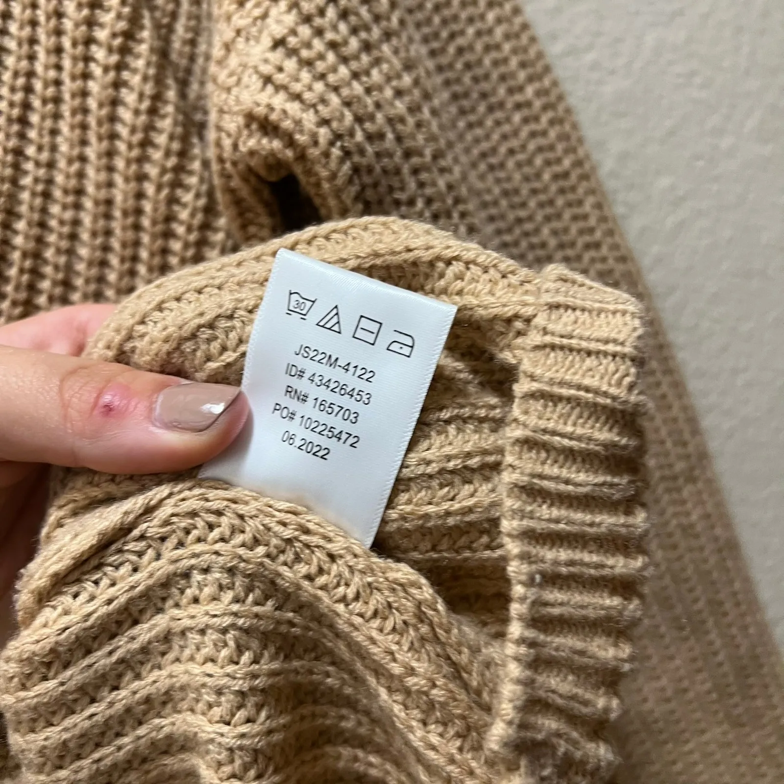 Jessica Simpson Pullover Sweater Laced Front Knitted V-Neck Long Sleeve Beige M - Image 8