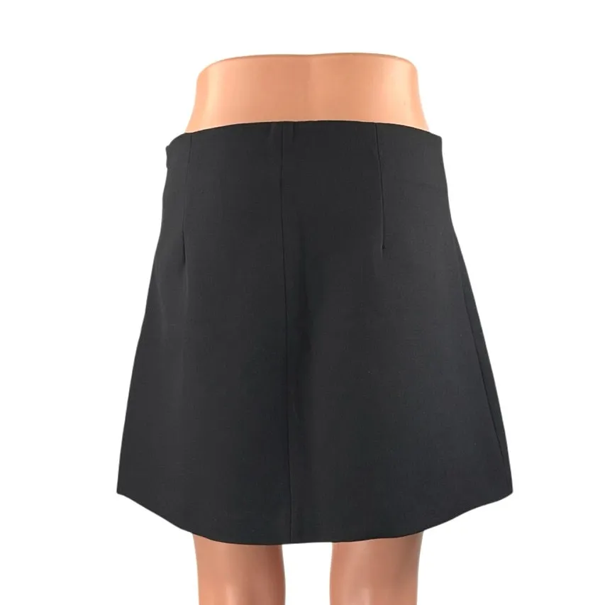 Zara Women's Blue High Waisted Zipper Career Flare A Line Mini Skirt Size S - Image 3