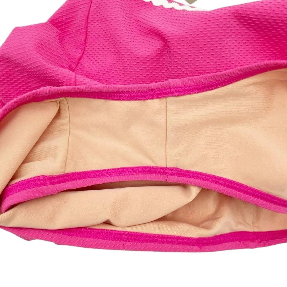 NWT J. Crew Sweet Briar Pink Ruffle Bikini Set Sz Medium One Shoulder High Waist - Image 11