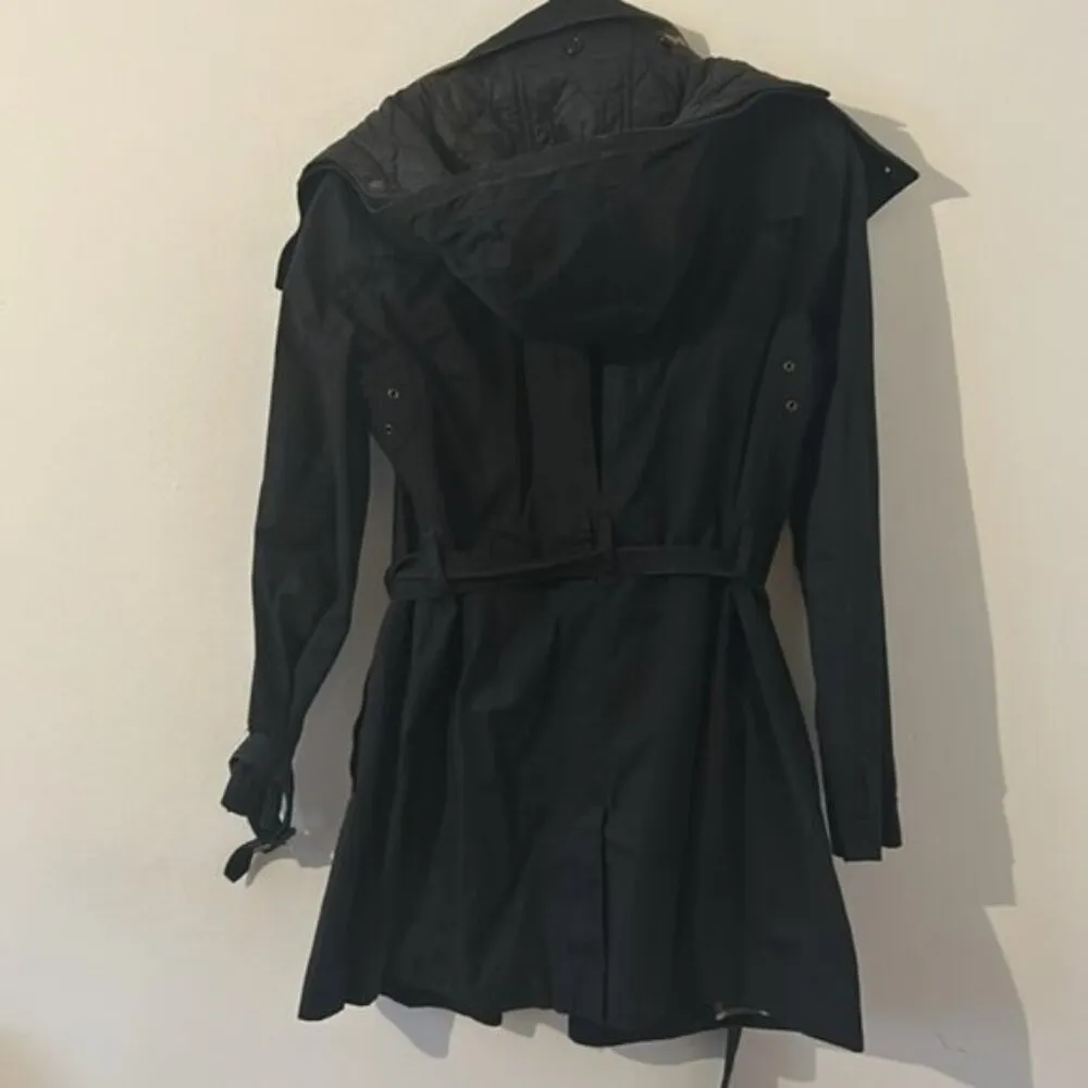 Burberry Brit Women's Black Britton Quilted Lining Trench Coat Size 8 - Image 6