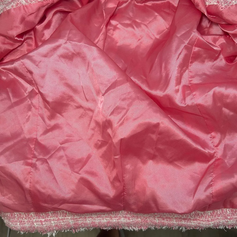 Anthropologie‎ Maeve Pink Tweed Jacket Blazer Size 2 Y2K Preppy Office Pearls - Image 10