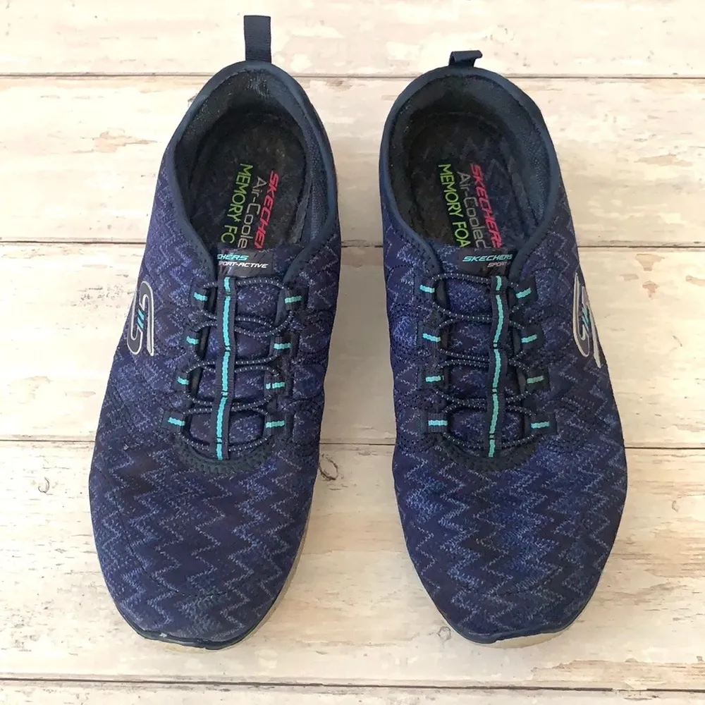 Skechers Air Memory Foam Sneakers Womens Shoes Size 10 Navy Blue Sketchers - Image 2