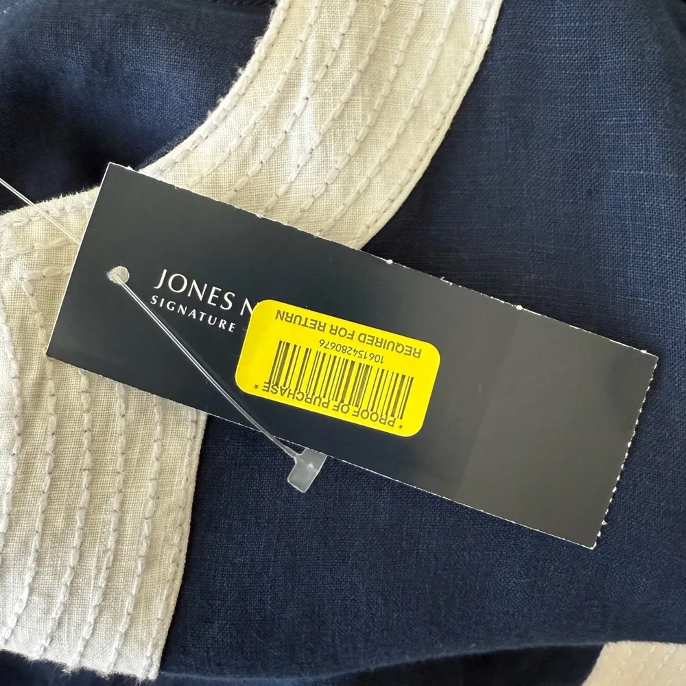 Coastal Grandma Style Nautical Tunic Linen Top Jones New York Size M Blue White - Image 10