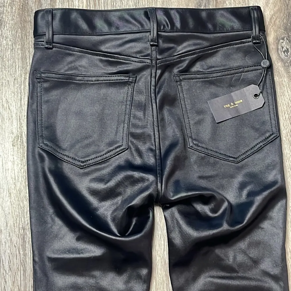 Rag & Bone High Rise Skinny Ankle Pants in Black Sateen Size 25 - Image 7