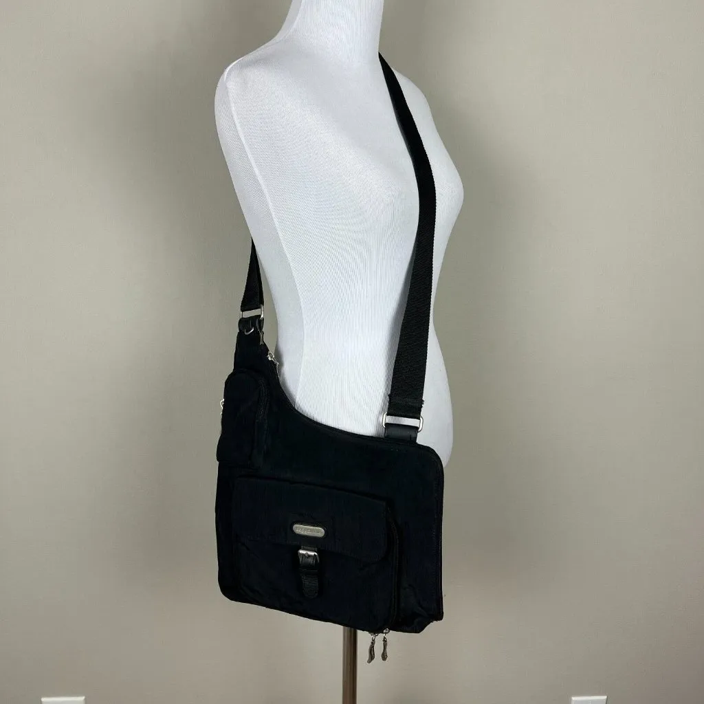 Baggallini Crossbody Bag Black Nylon Travel‎ Organizer Medium Zipper Buckle - Image 2