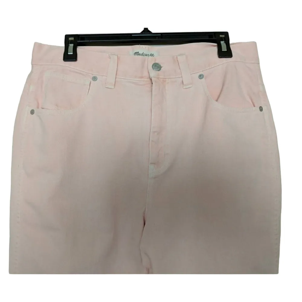 Madewell Garment Dyed High Waist Straight Leg Jeans Retro Cropped Pink 30 New - Image 3