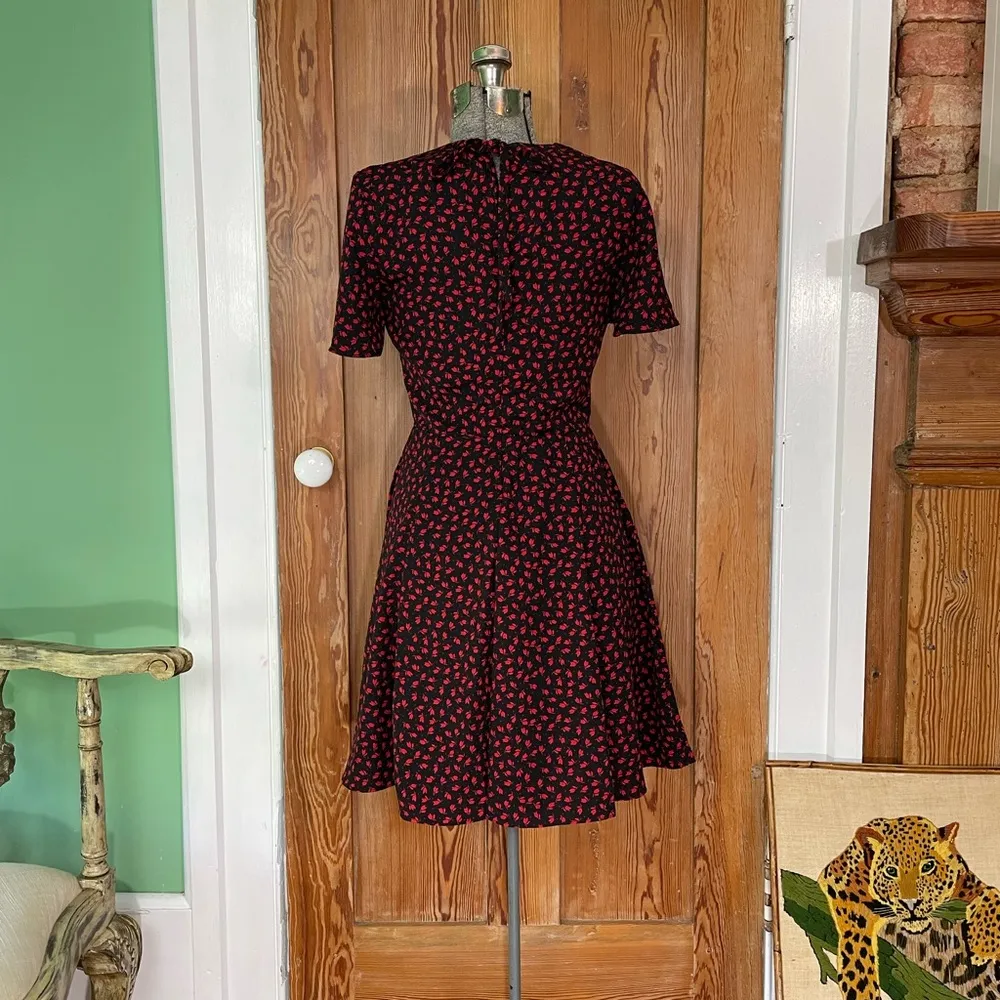 Adelyn Rae Black & Red Floral Flutter Flirty Mini Dress - Size XS - Image 4