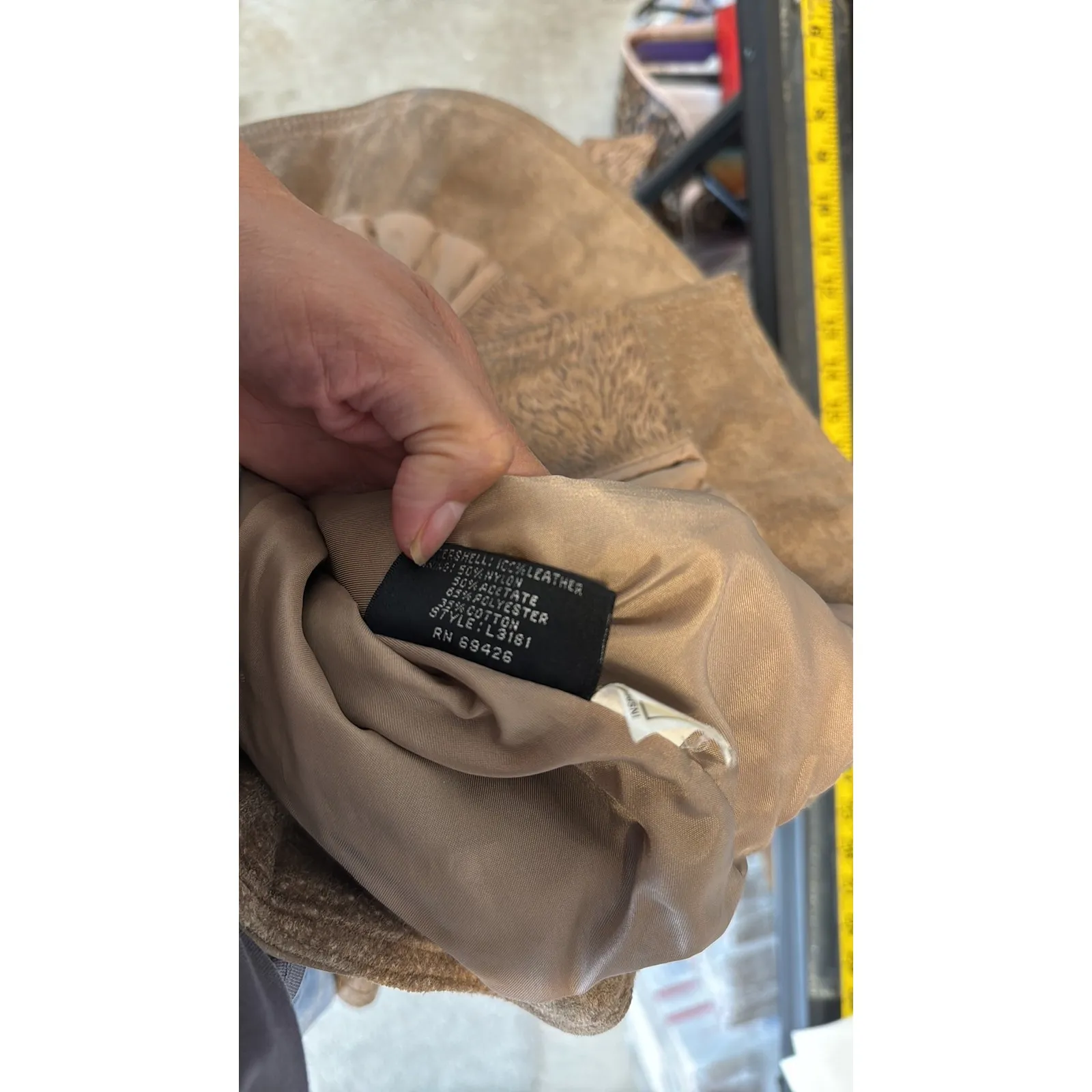 Vintage 80s Byrnes & Baker Belted suede Jacket Size Medium western NFR beige - Image 9