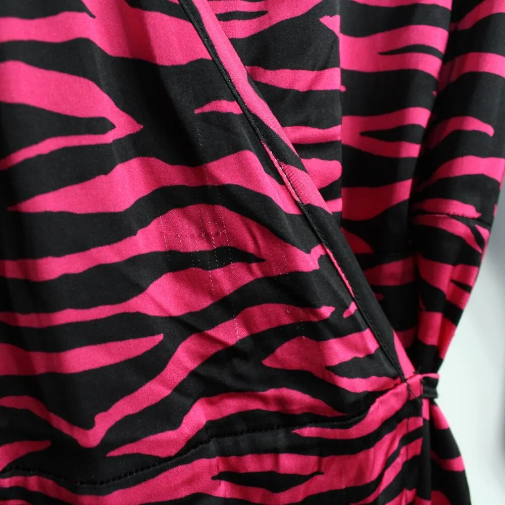 The Andamane Brandy Pink & Black Zebra Print Mini Wrap Dress Size M - Image 9