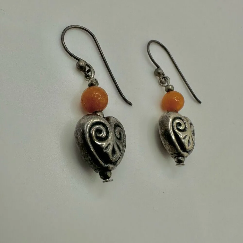 Sterling silver carnelian heart drop earrings - Image 12