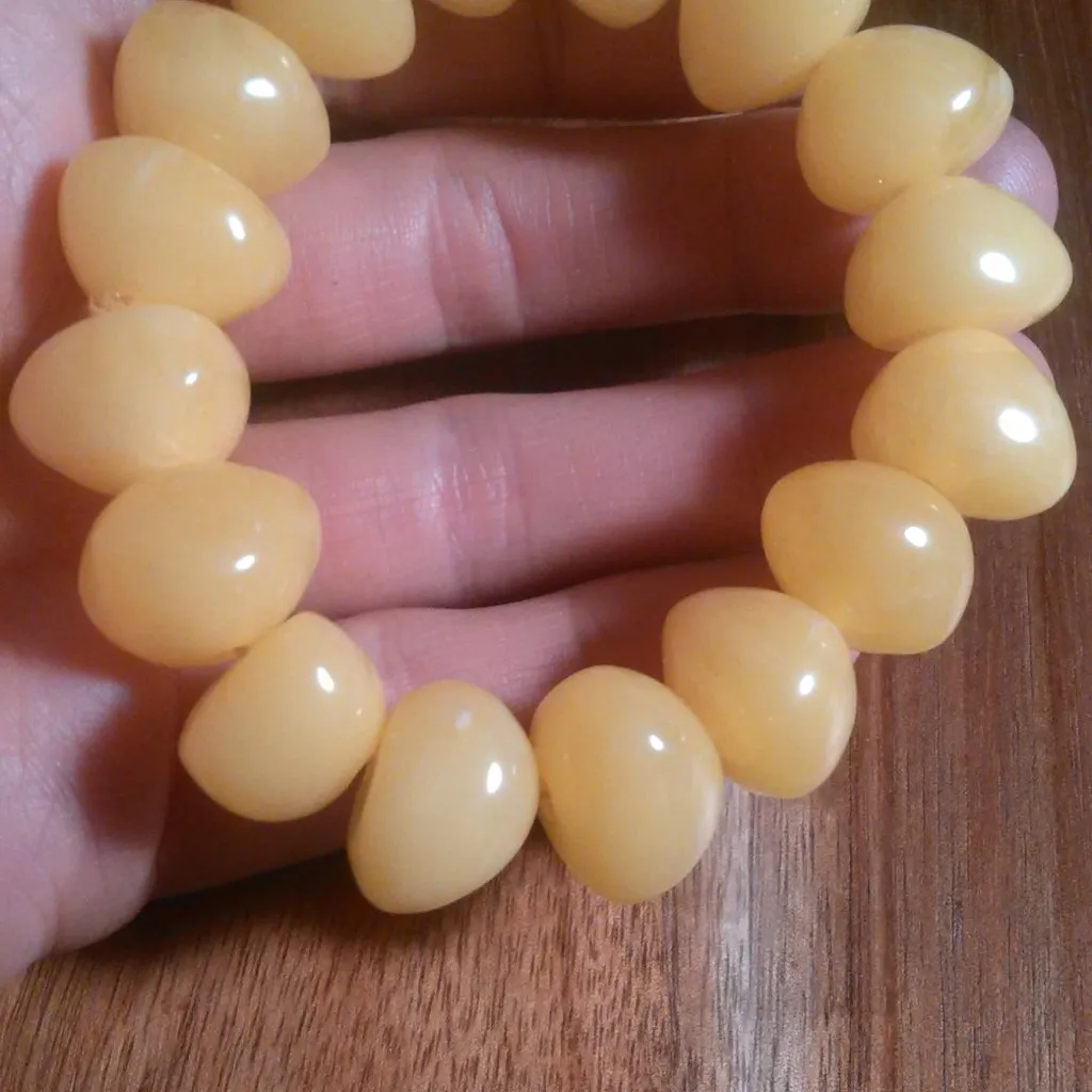 Lab Created Light Amber Nuggets Stretch Bracelet - Image 9
