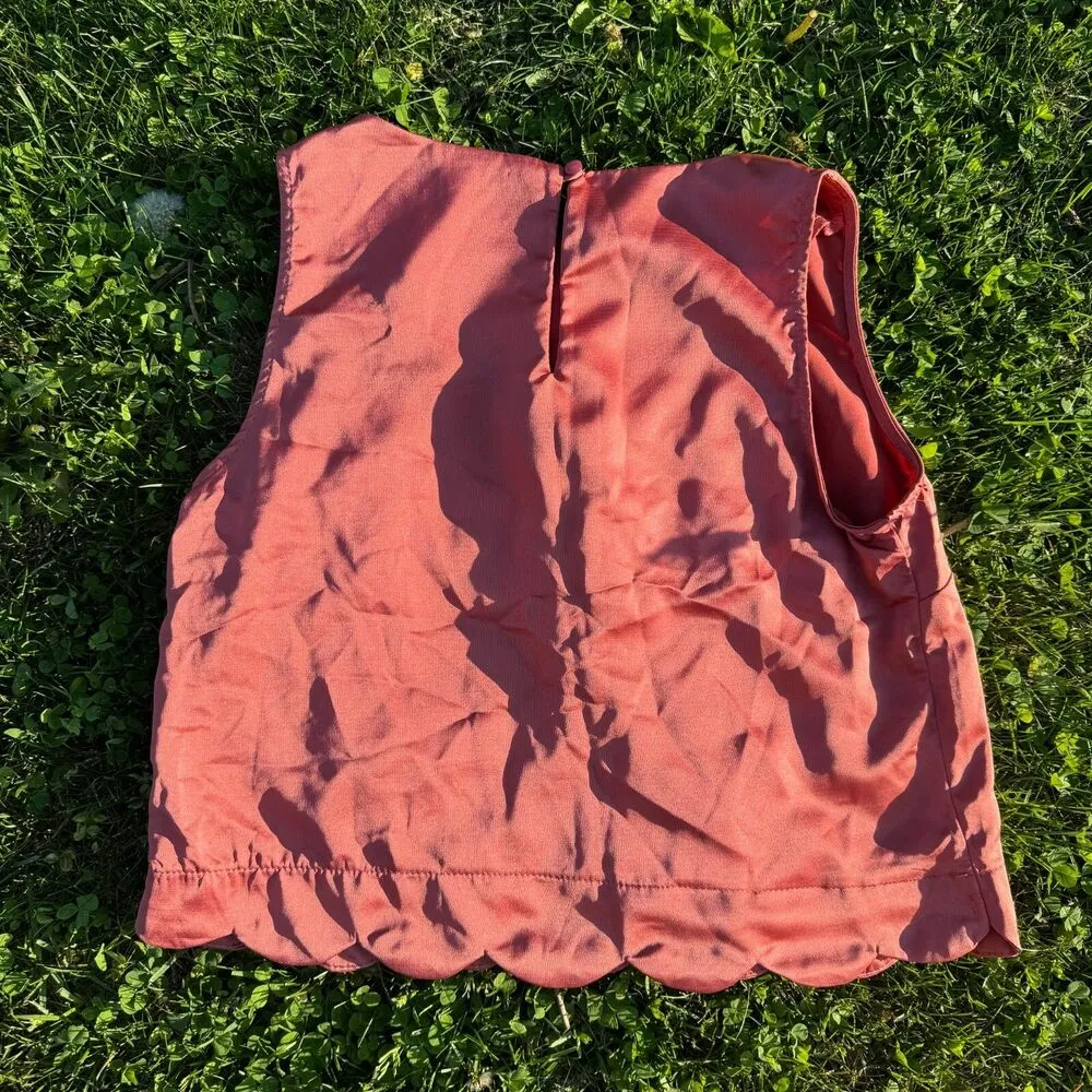 Satin Scalloped Pink Tank - Image 4